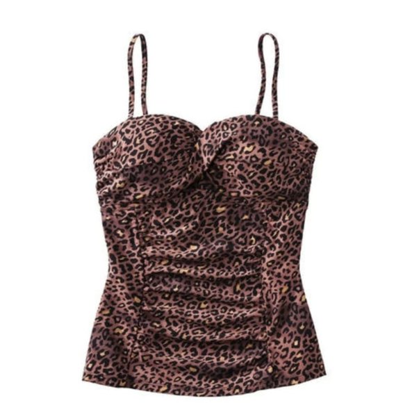XL Size Womens Leopard Tankini Swimsuit Top Assets by Spanx - Picture 2 of 2